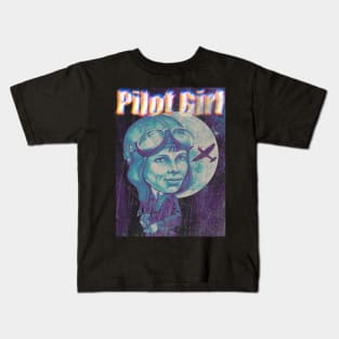 Amelia Earhart Pilot Girl vintage aircraft Kids T-Shirt